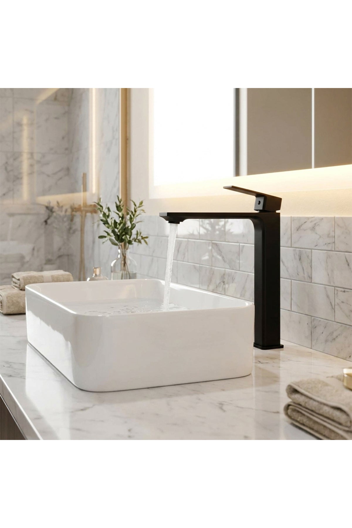 Fleko Levi Black Tall Siyah Lavabo Bataryası