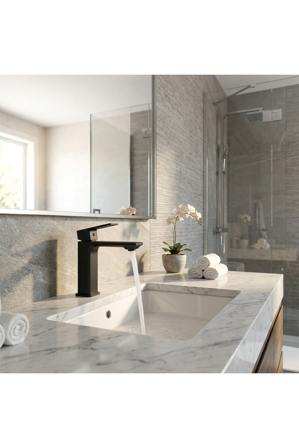 Fleko Levi Black Siyah Lavabo Bataryası