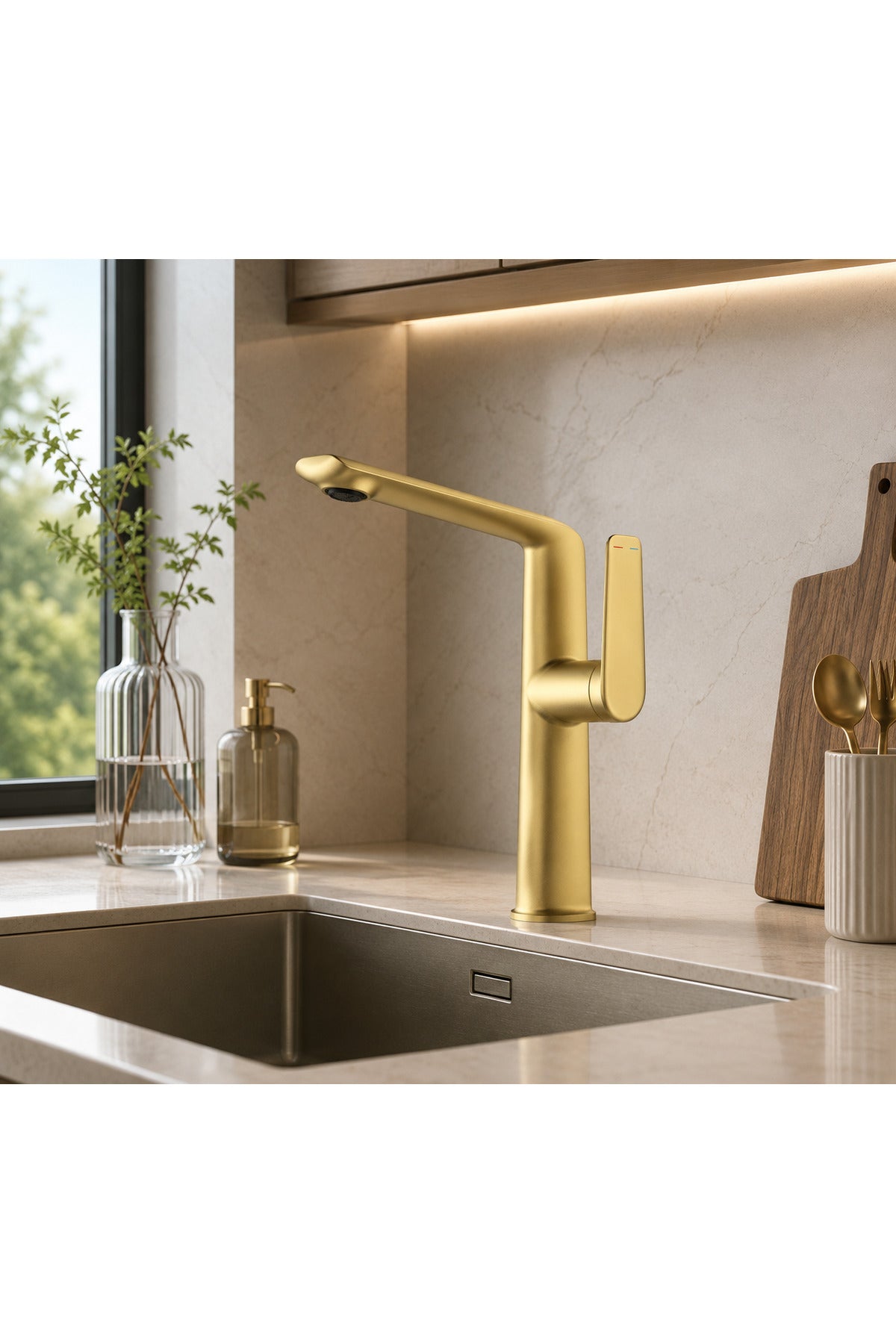 Fleko Gloria Gold Tall Lavabo Bataryası