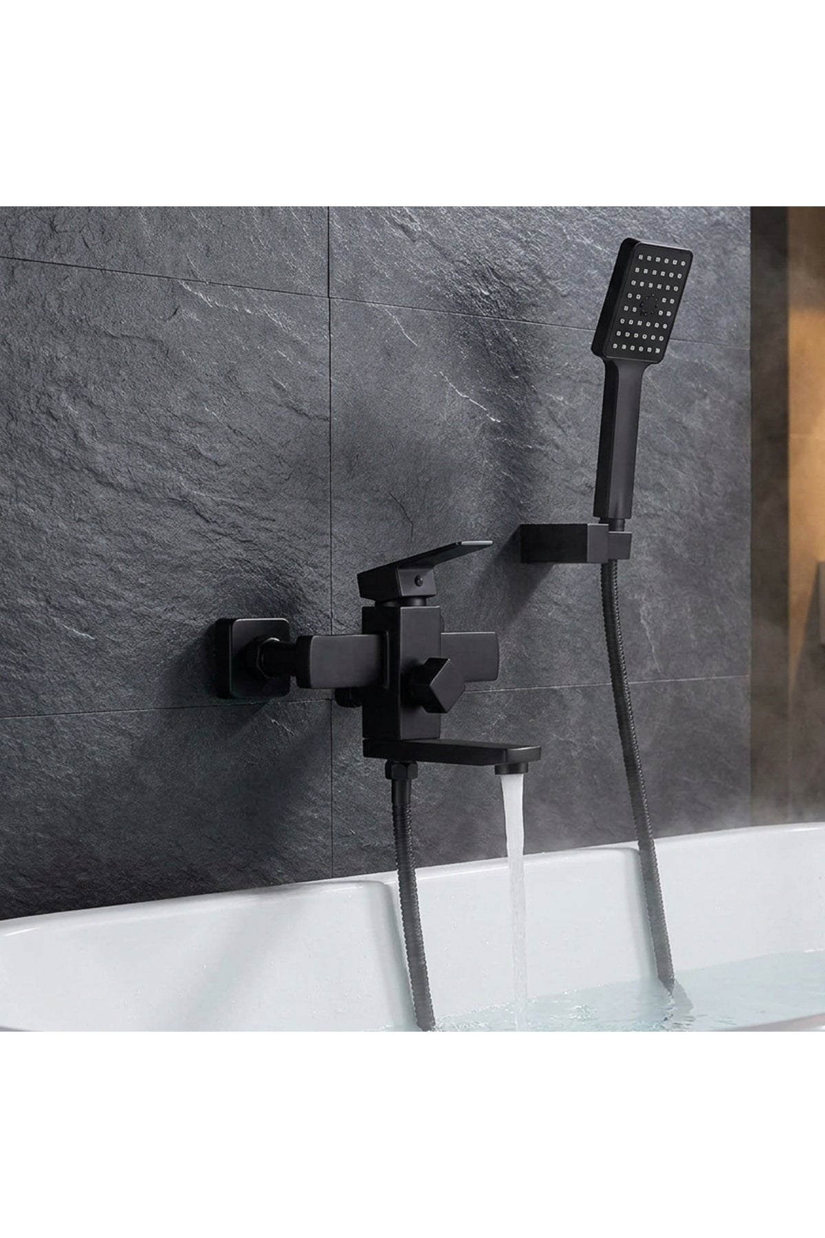 Fleko Stell Black Siyah Banyo Bataryası