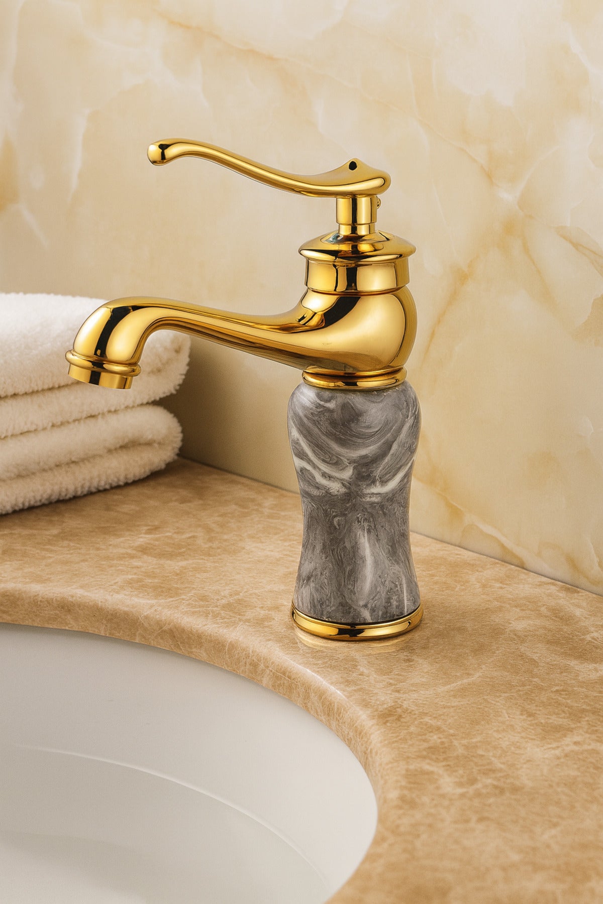 Fleko Hisar Gold Lavabo Bataryası