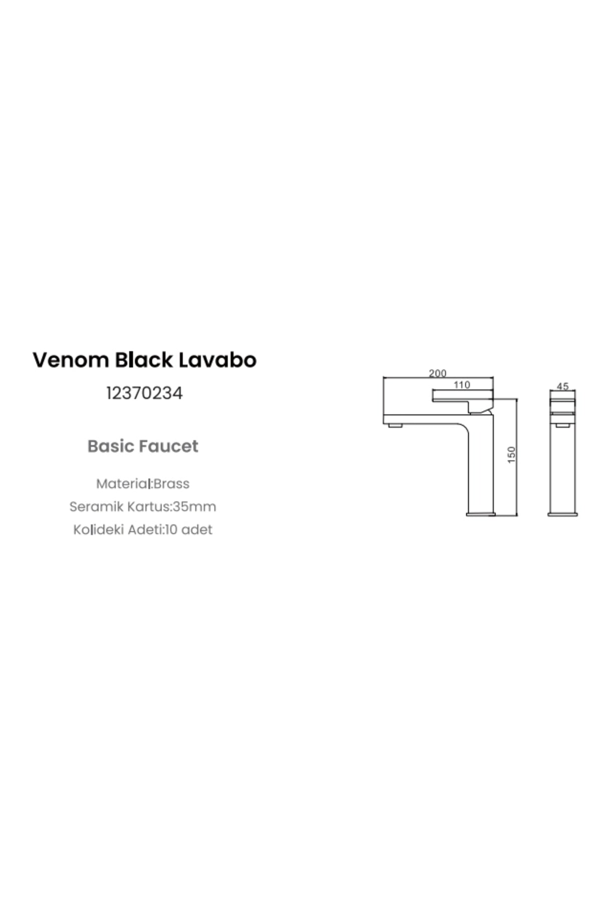 Fleko Venom Antrasit Lavabo Bataryası