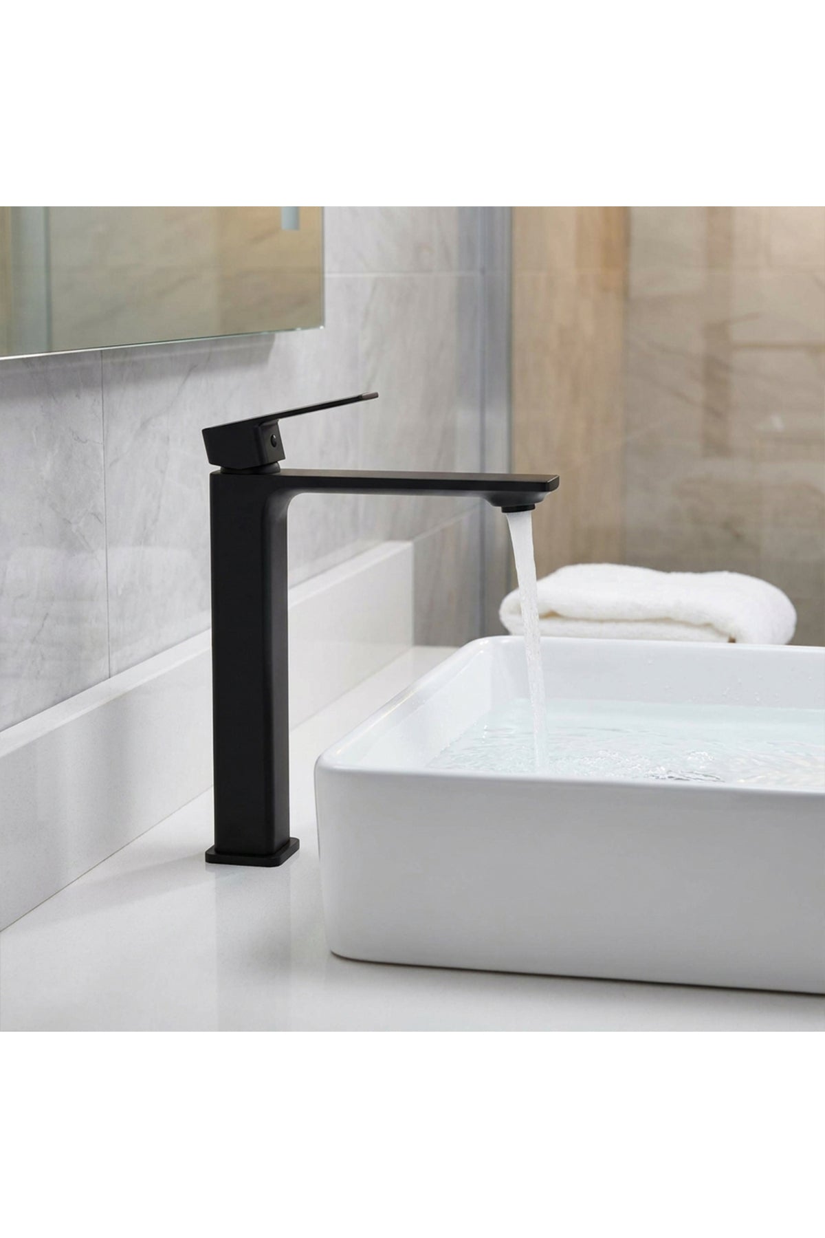 Fleko Levi Black Tall Siyah Lavabo Bataryası