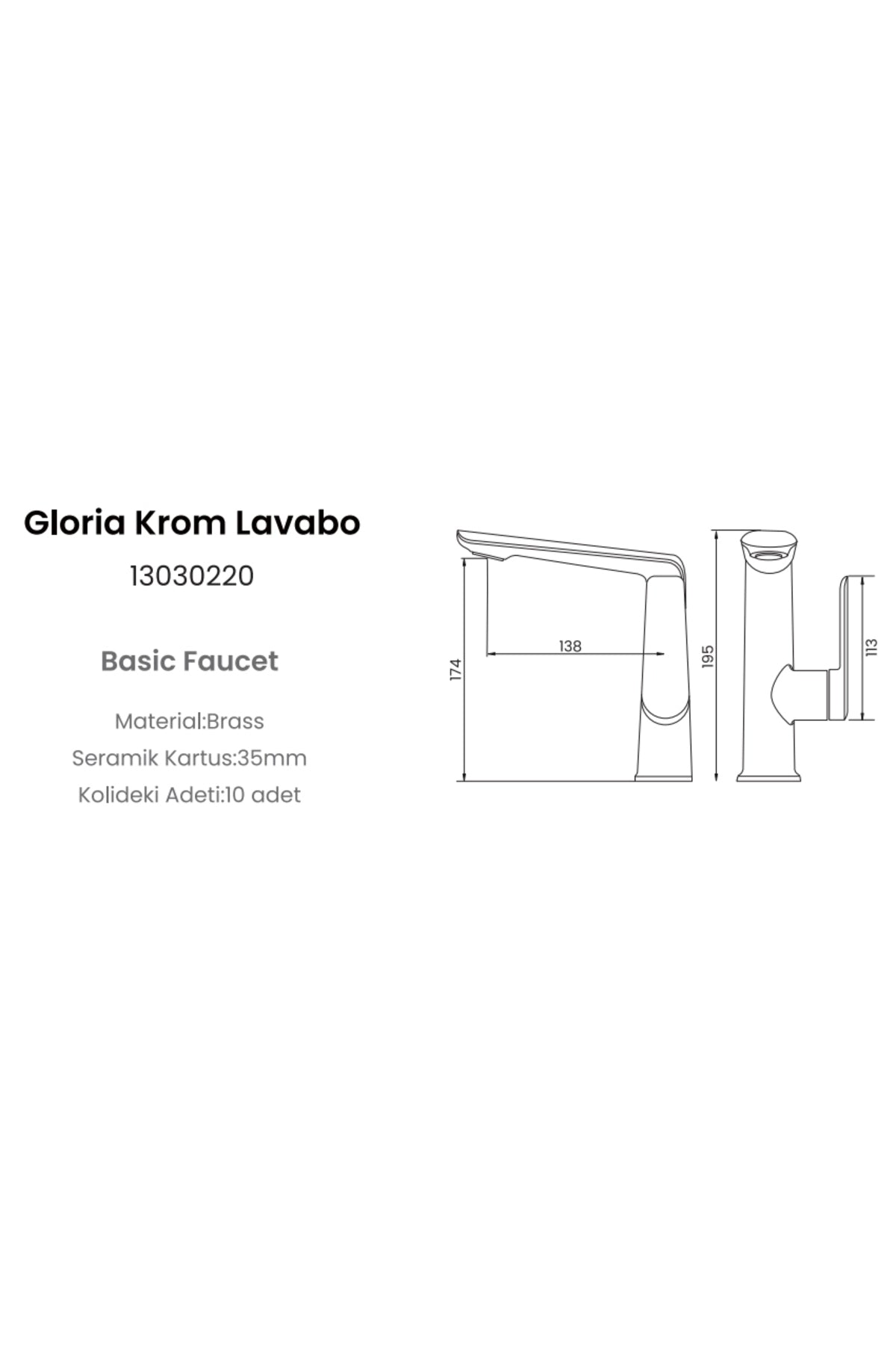 Fleko Gloria Krom Lavabo Bataryası