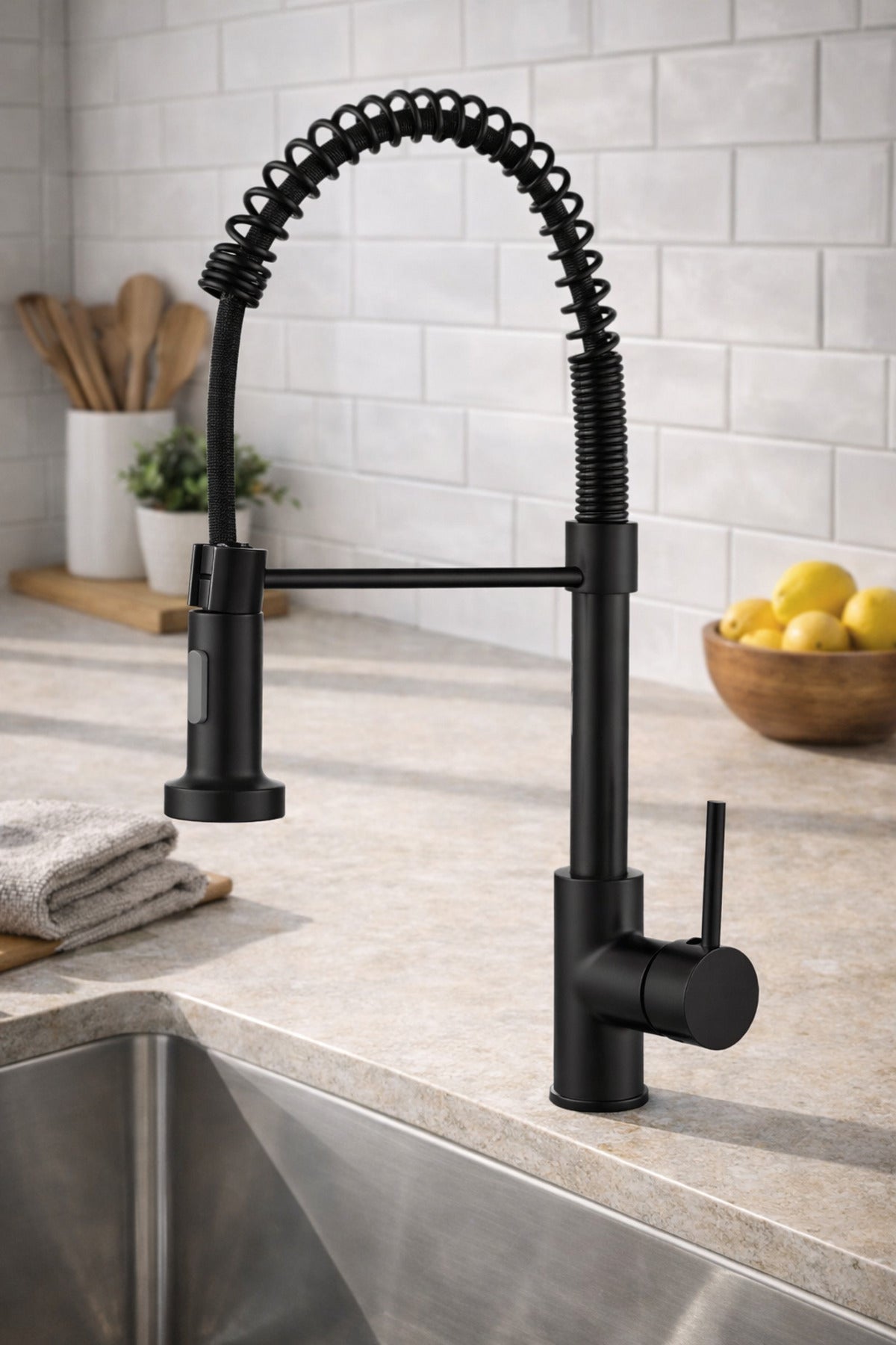 Fleko Spring Black Spiralli Mutfak Bataryası
