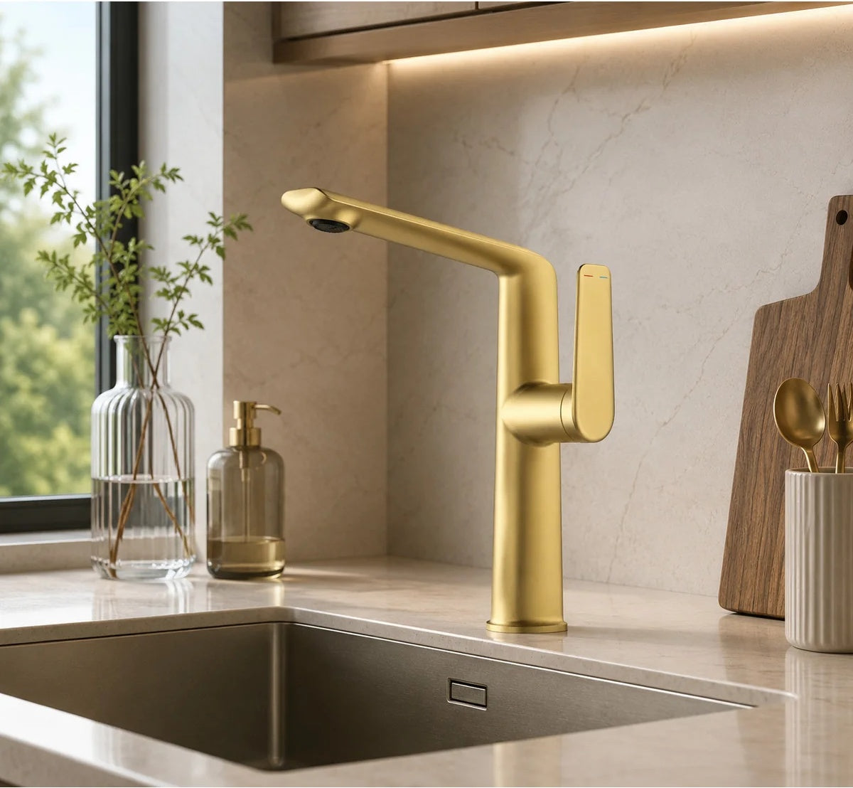 Fleko Gloria Gold Tall Lavabo Bataryası